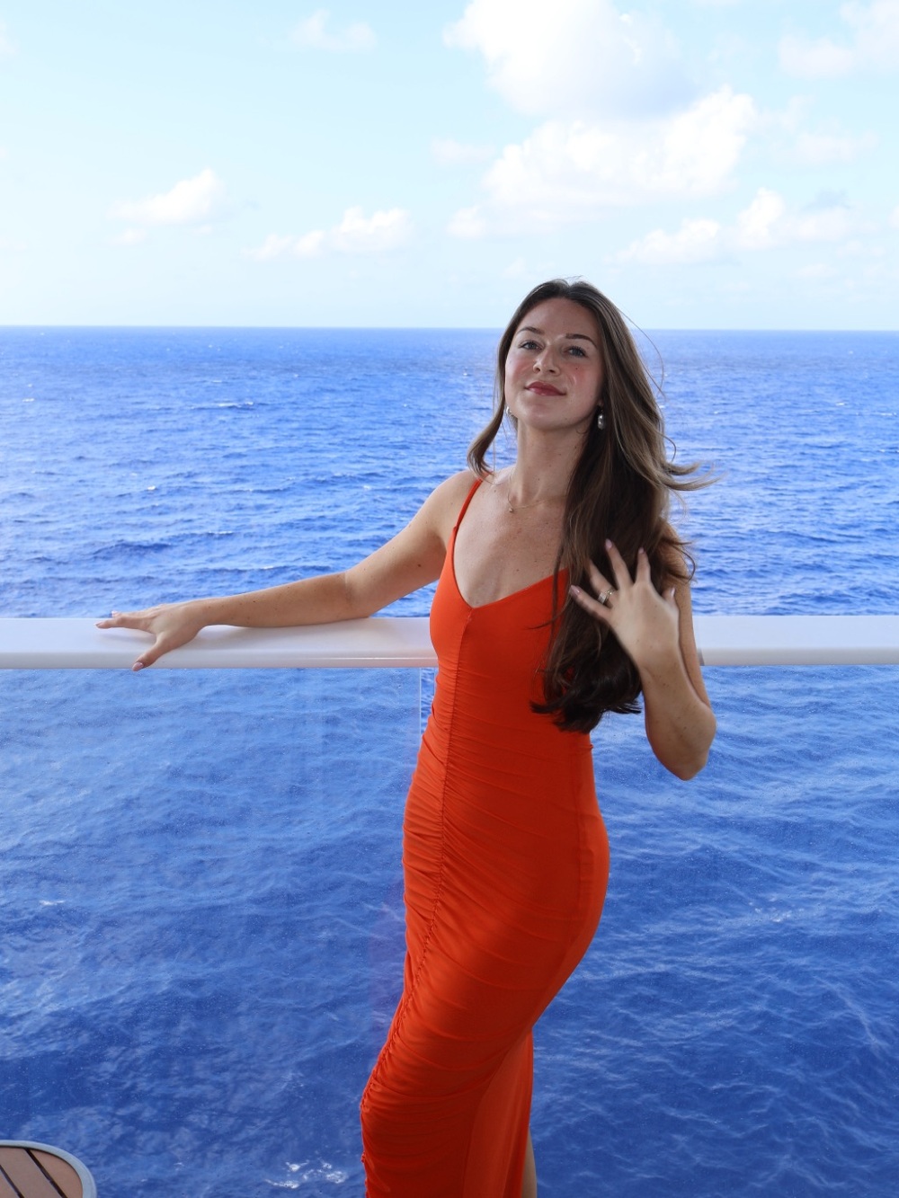 RUMER bright orangey-red maxi dress